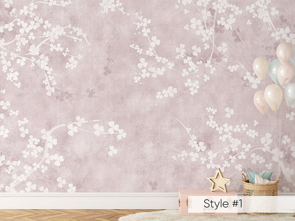 Pale Pink & Beige Sakura Wall Mural CCM152 - CostaCover - Peel and stick Removable Wallpaper - adhesive wallpaper - baby bedroom - bathroom wallpaper