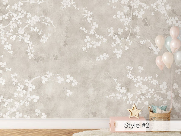 Pale Pink & Beige Sakura Wall Mural CCM152 - CostaCover - Peel and stick Removable Wallpaper - adhesive wallpaper - baby bedroom - bathroom wallpaper