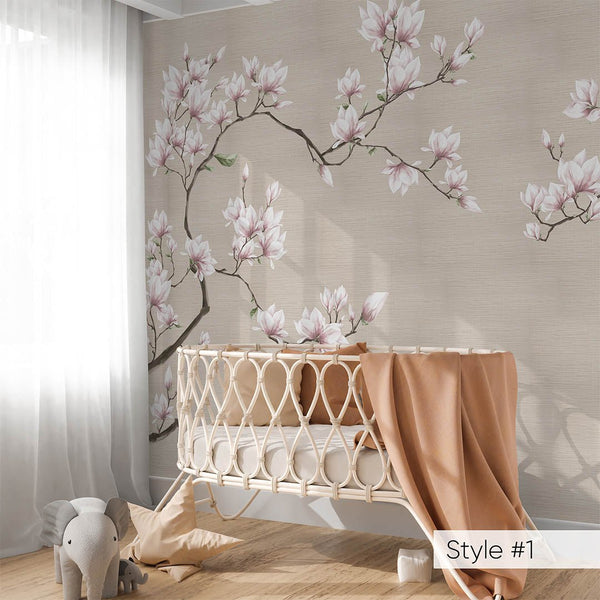 Blossom Sakura Grasscloth Wall Mural CG010 - CostaCover - Traditional Wallpaper - abstract wallpaper - bedroom wallpaper - beige wallpaper