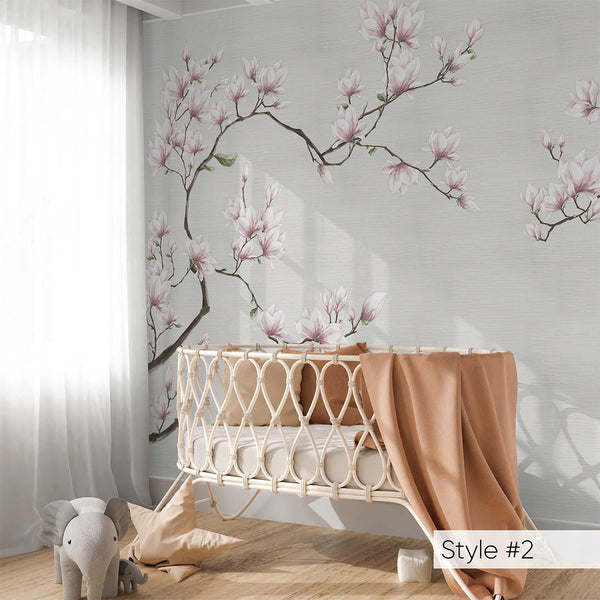 Blossom Sakura Grasscloth Wall Mural CG010 - CostaCover - Traditional Wallpaper - abstract wallpaper - bedroom wallpaper - beige wallpaper