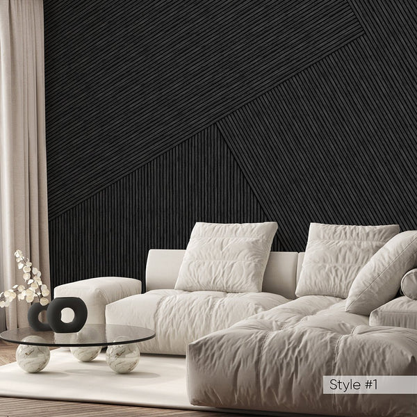 Geometric Wooden Panels Effect Wall Mural AM076 - CostaCover - Peel and stick Removable Wallpaper - about walls - Abstract - Abstract Labyrinth Lines