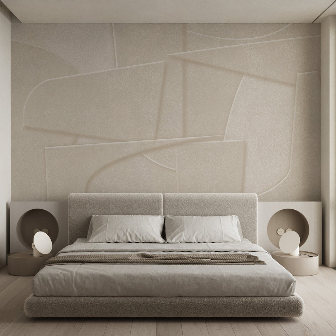 Japandi Beige Shapes Wall Mural AM091