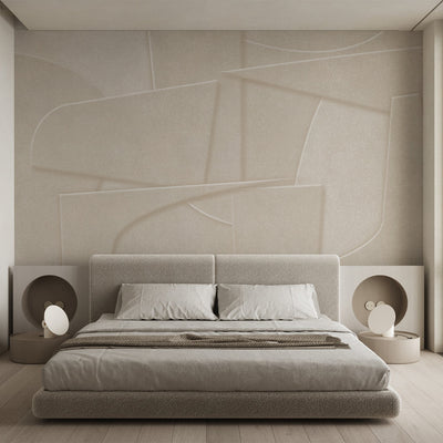 Japandi Beige Shapes Wall Mural AM091