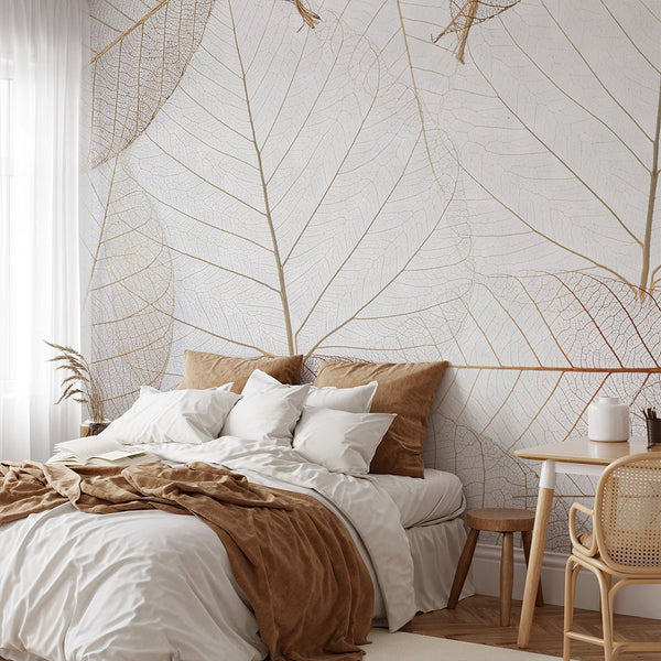 Neutral Transparent Leaves Wall Mural CCM182 - CostaCover - Peel and stick Removable Wallpaper - Abstract - abstract floral - abstract lines