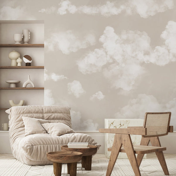 Beige Sky & Clouds Wall Mural AM021 - CostaCover - Peel and stick Removable Wallpaper - about walls - abstract wallpaper - accent wallpaper