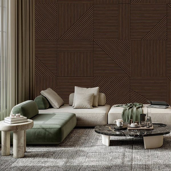 Dark Wooden Panels Effect Wall Mural AM077 - CostaCover - Peel and stick Removable Wallpaper - about walls - Abstract - abstract lines