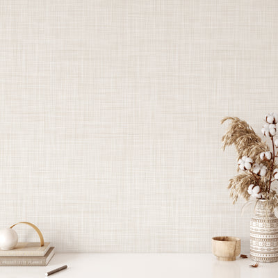 Neutral Beige Linen Wallpaper CC340