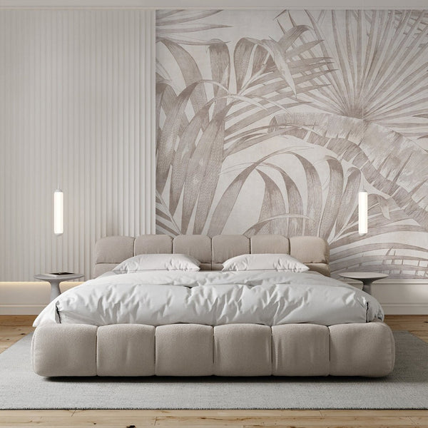 Retro Palm Leaves Wall Mural AM023 - CostaCover - Peel and stick Removable Wallpaper - about walls - abstract floral - abstract wallpaper