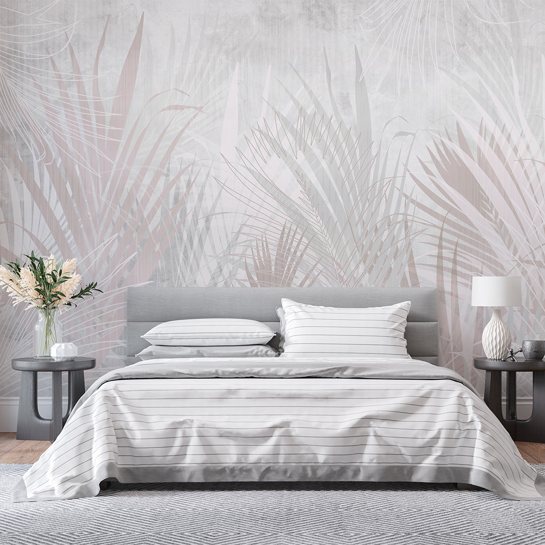 Pastel Beige Palm Leaf Wall Mural WM084