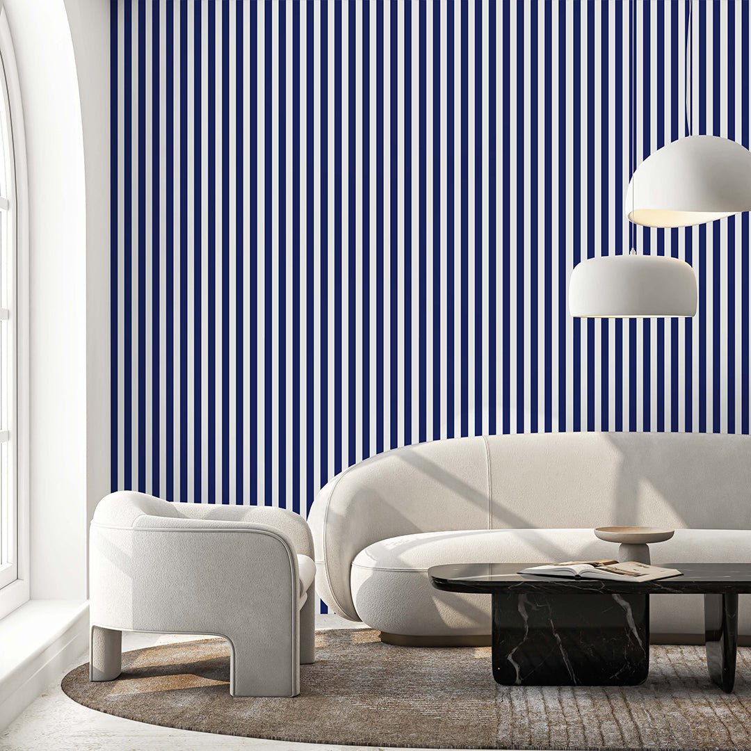 Dark Blue Stripe Wallpaper S019