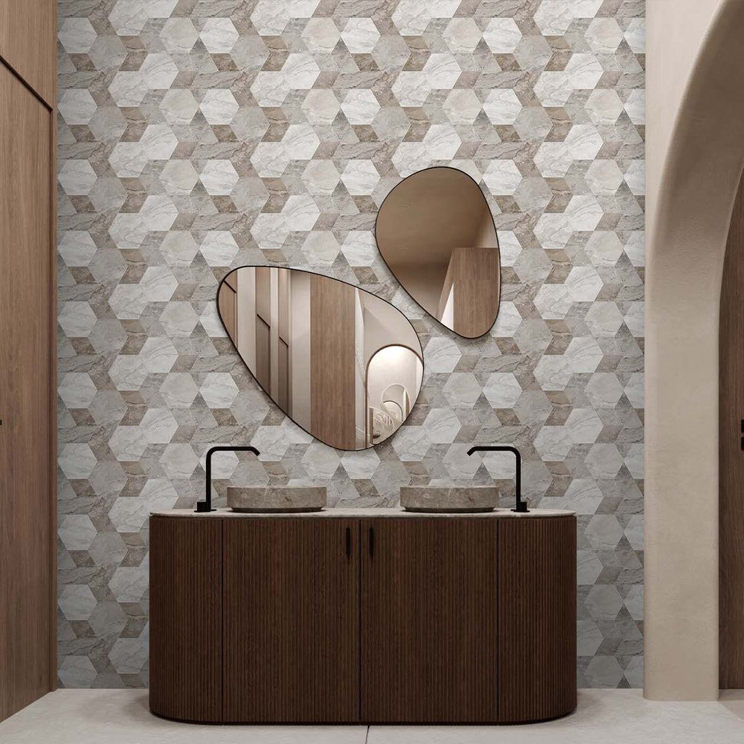 Marble Honeycomb Mosaic Wallpaper A021