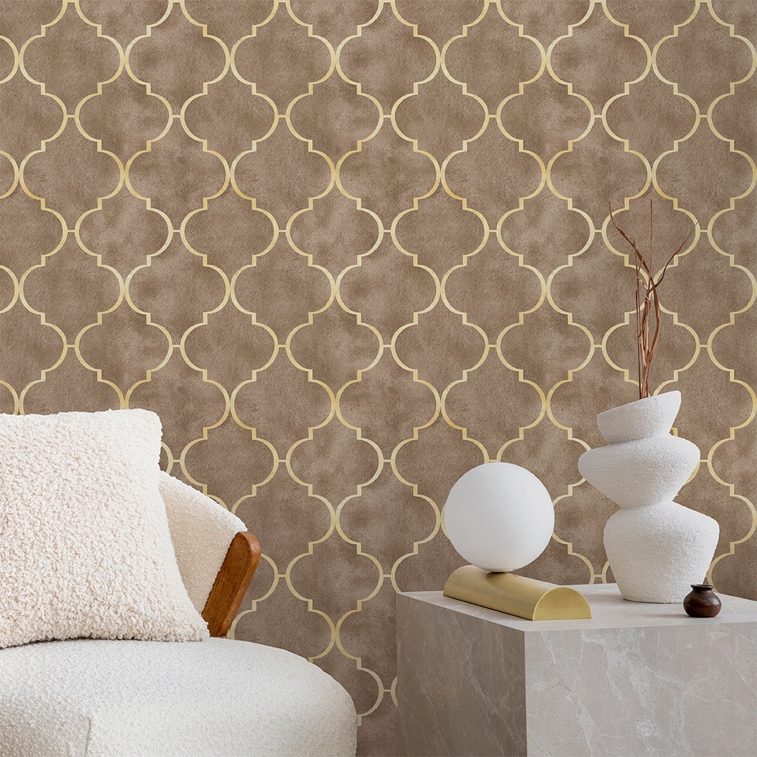 Light Brown Art Deco Wallpaper CC330