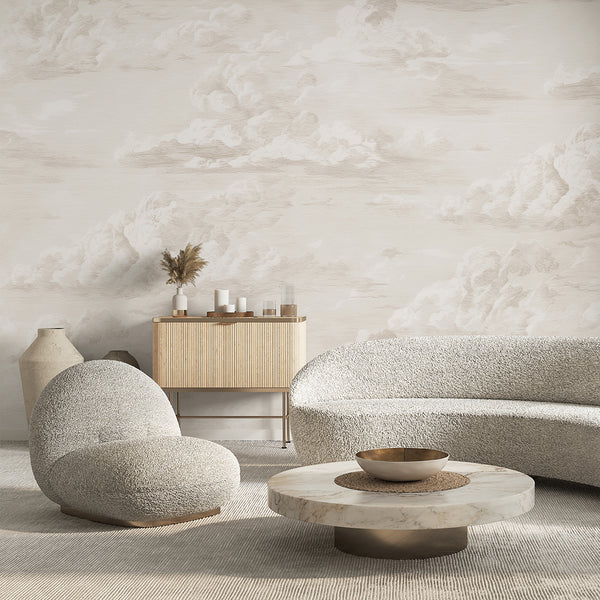 Beige Vintage Cloud Sky Wall Mural AM174