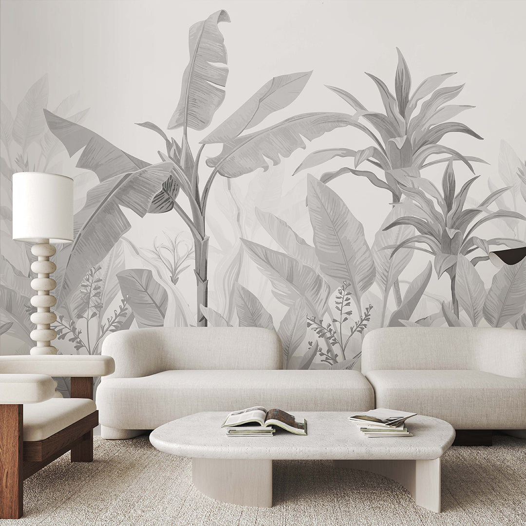 Black & White Palm Leaves Wall Mural CCM193