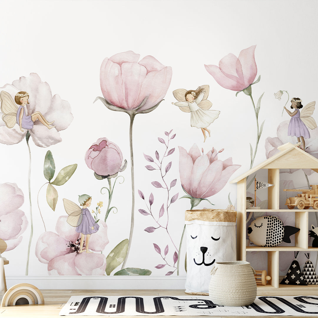Pink Flower Fairy Wall Mural SM049