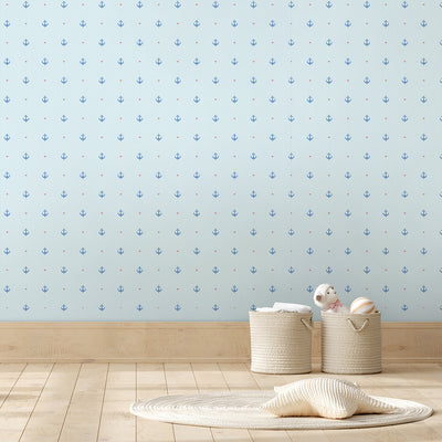 Light Blue Anchor Wallpaper A073