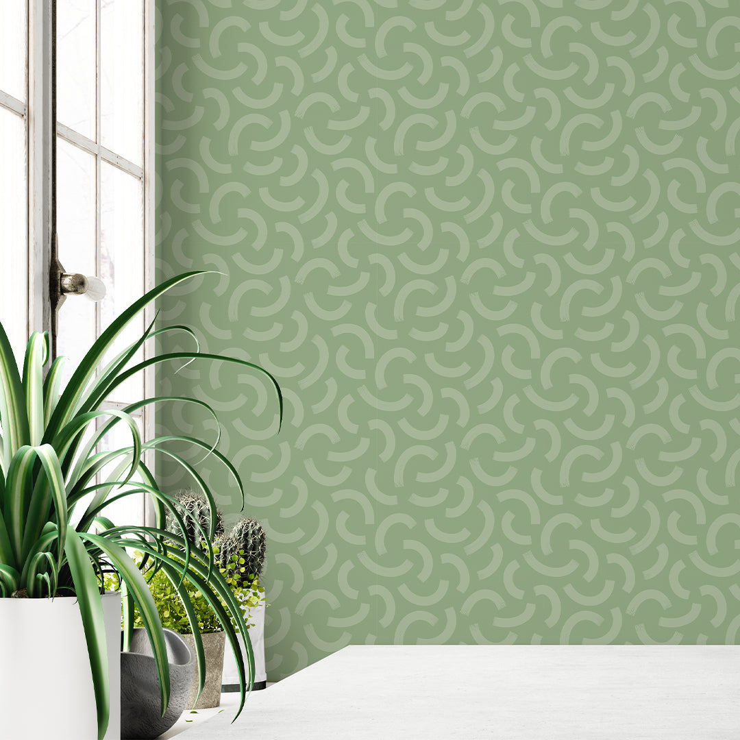 Abstract Green Strokes Wallpaper W042
