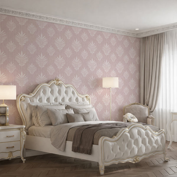 Blush Pink Leaf Wallpaper L031