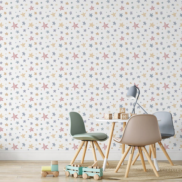 Colored Stars Nursery Wallpaper S120 - CostaCover-Peel and stick Removable Wallpaper-Abstract-abstract wallpaper-accent wallpaper