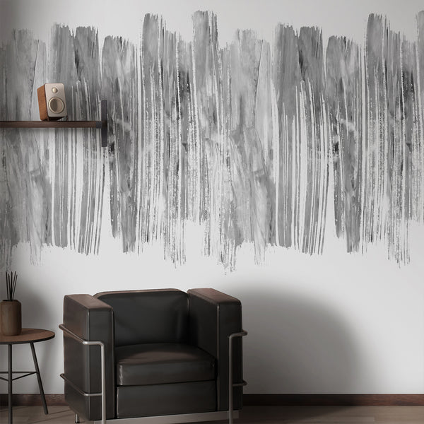 Gray White Brushstroke Wall Mural AM190