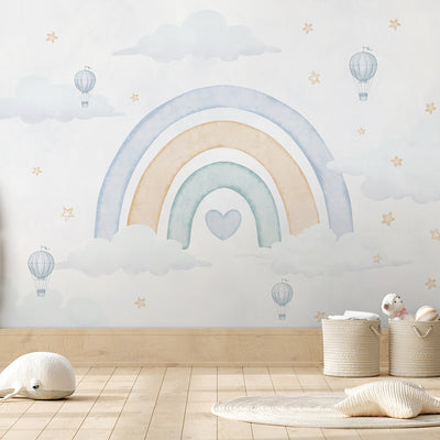 Pastel Blue Rainbow Wall Mural AM142