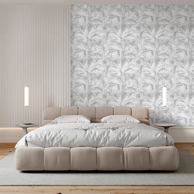 Gray Palm Leaf Wallpaper A122