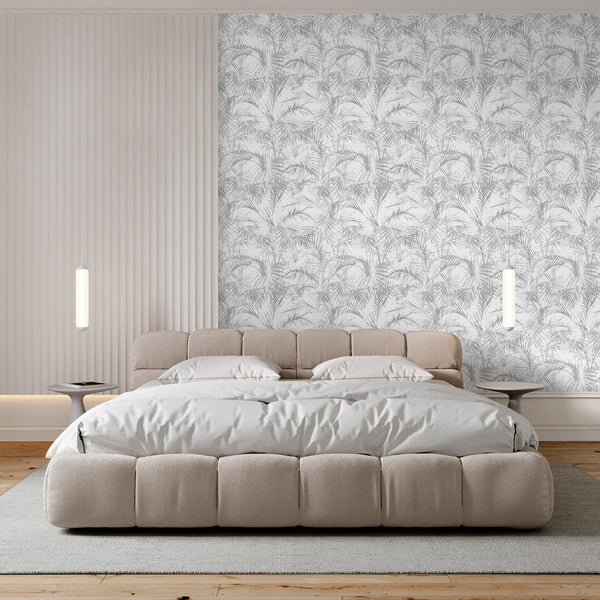 Gray Palm Leaf Wallpaper A122