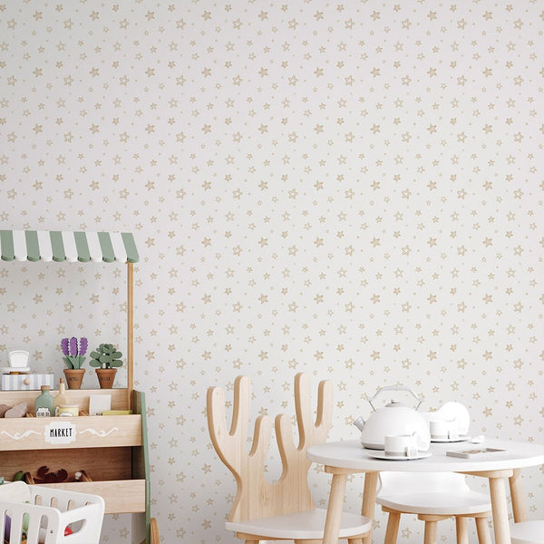 Beige Tiny Stars Wallpaper A045 - CostaCover-Peel and stick Removable Wallpaper-accent wallpaper-adhesive wallpaper-baby bedroom