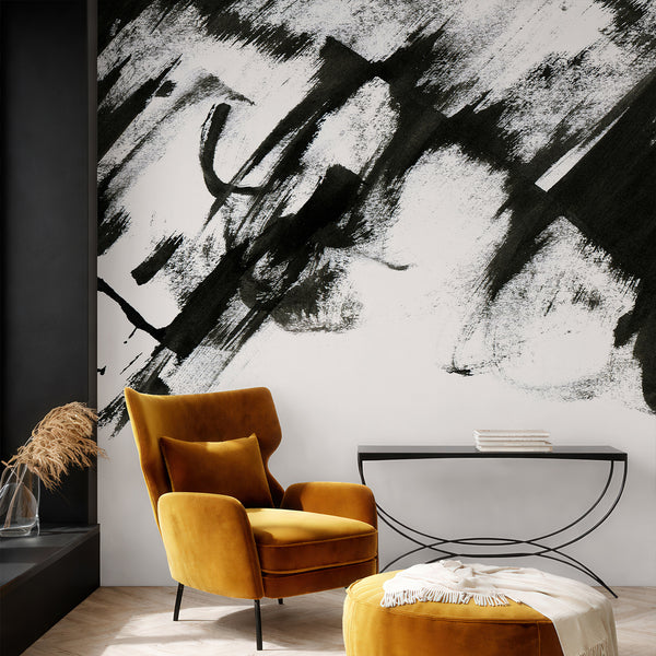 Black Beige Abstract Wall Mural AM206