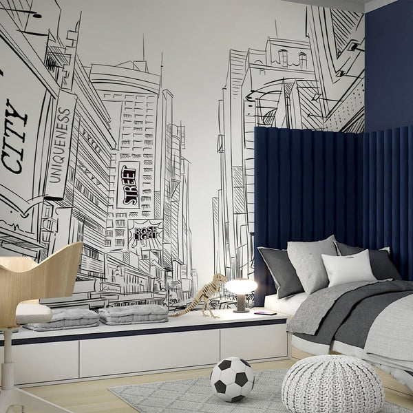 Street Sketch Art Wall Mural CCM185 - CostaCover - Peel and stick Removable Wallpaper - Abstract - abstract floral - Abstract Labyrinth Lines