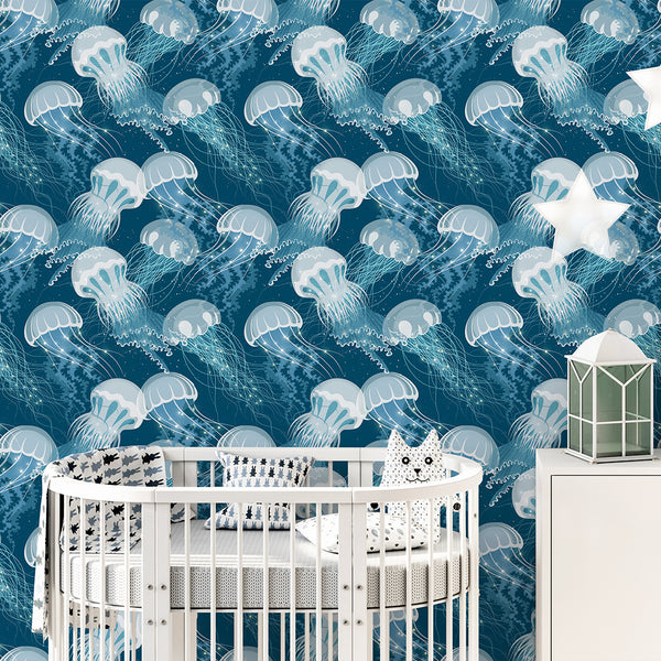 Neon Blue Jellyfish Wallpaper A111