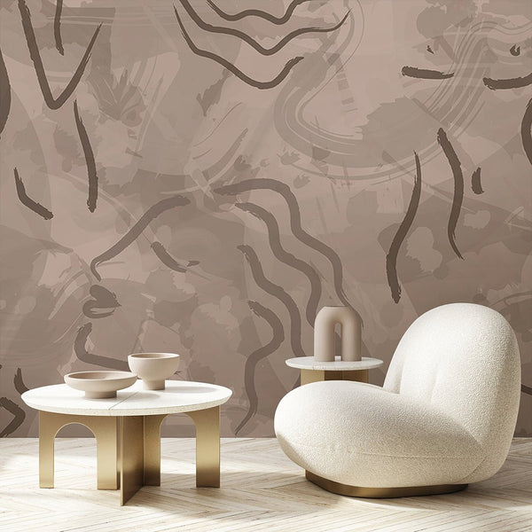 Brown Body Line Wall Mural AM016 - CostaCover - Peel and stick Removable Wallpaper - about walls - Abstract - abstract arches