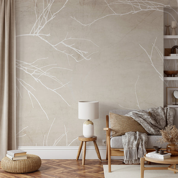 Neutral Tree Branch Wall Mural CCM205