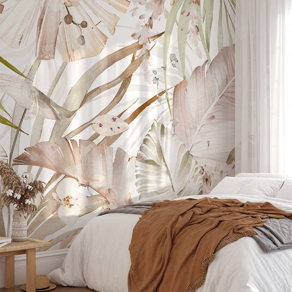 Tropical Banana Leaves Wall Mural WM022 - CostaCover - Peel and stick Removable Wallpaper - adhesive wallpaper - banana leaves - Banana leaves wallpaper