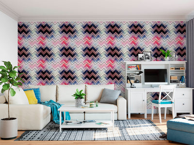 Self Adhesive Colorful Chevron Geometric Pattern Removable Wallpaper CC161