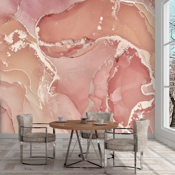 Pink Peach Watercolor ink Wall Mural CCM129 - CostaCover - Peel and stick Removable Wallpaper - abstract wallpaper - accent wallpaper - adhesive wallpaper