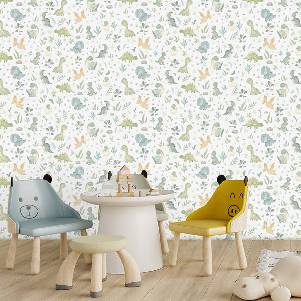 Dinosaur Floral Nursery Wallpaper L141