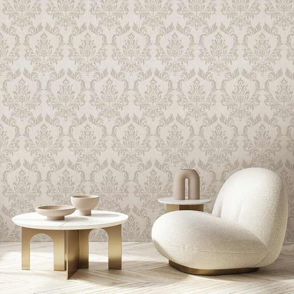 Beige Classic Damask Wallpaper A030 - CostaCover - Peel and stick Removable Wallpaper - abstract wallpaper - accent wallpaper - adhesive wallpaper