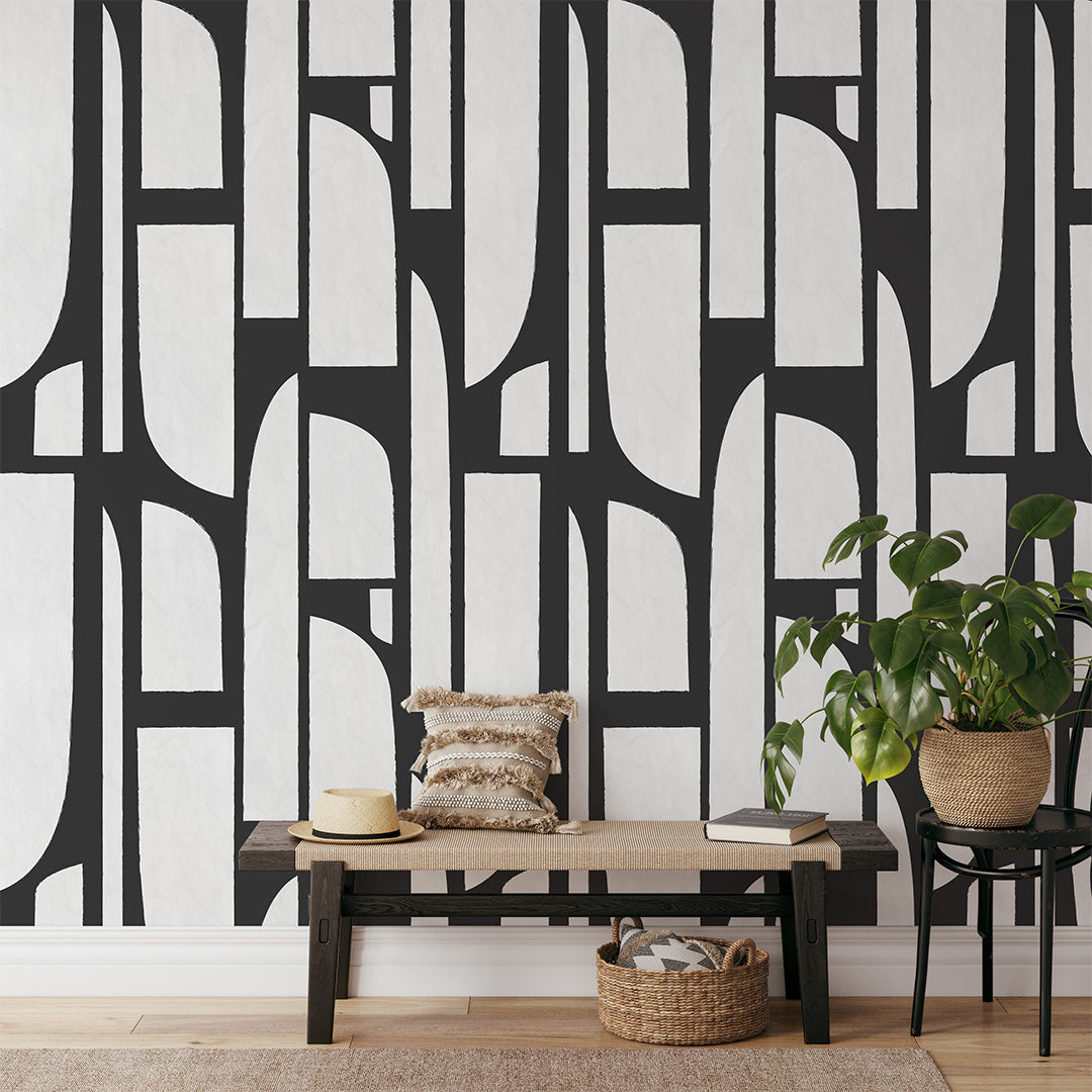 Black & White Geometric Shapes Wall Mural CCM160