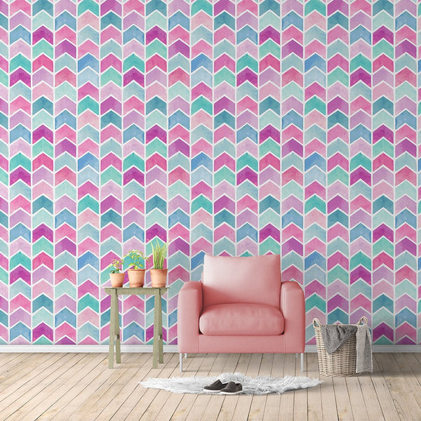 Watercolor Chevron Wallpaper CC185 - CostaCover - Peel and stick Removable Wallpaper - accent wallpaper - adhesive wallpaper - baby wall decor