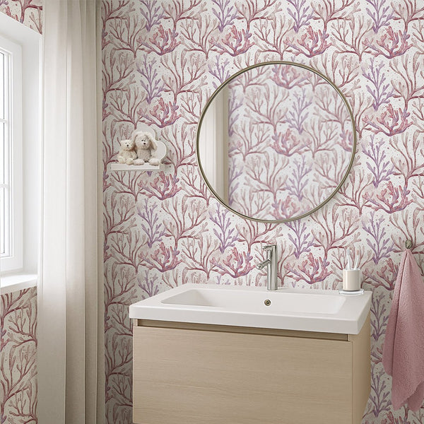 Purple Pink Corals Wallpaper S088 - CostaCover - Peel and stick Removable Wallpaper - Abstract - abstract wall art - accent wallpaper