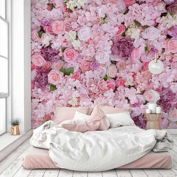 Roses and Hydrangea Bouquet Wall Mural CCM164 - CostaCover - Peel and stick Removable Wallpaper - abstract wallpaper - accent wallpaper - adhesive wallpaper