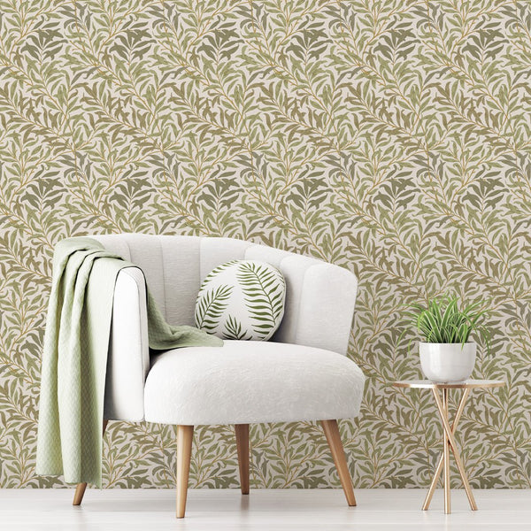 Green Willow Bough by Morris Wallpaper W090 - CostaCover - Peel and stick Removable Wallpaper - abstract wall art - abstract wallpaper - accent wallpaper