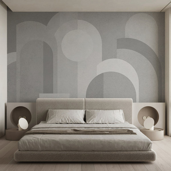 Gray Geometric Shapes Wall Mural AM002 - CostaCover - Peel and stick Removable Wallpaper - about walls - Abstract - abstract arches