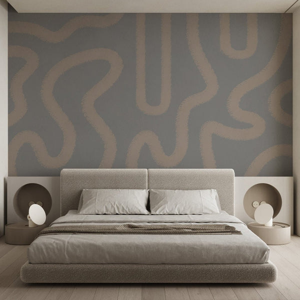 Gray & Brown Lines Wall Mural AM042 - CostaCover - Peel and stick Removable Wallpaper - about walls - Abstract - abstract lines