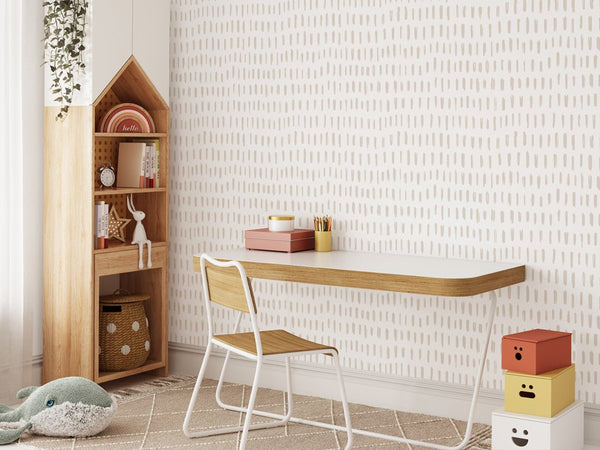 Beige & White Strokes Wallpaper W022 - CostaCover - Peel and stick Removable Wallpaper - Abstract - abstract lines - abstract wallpaper