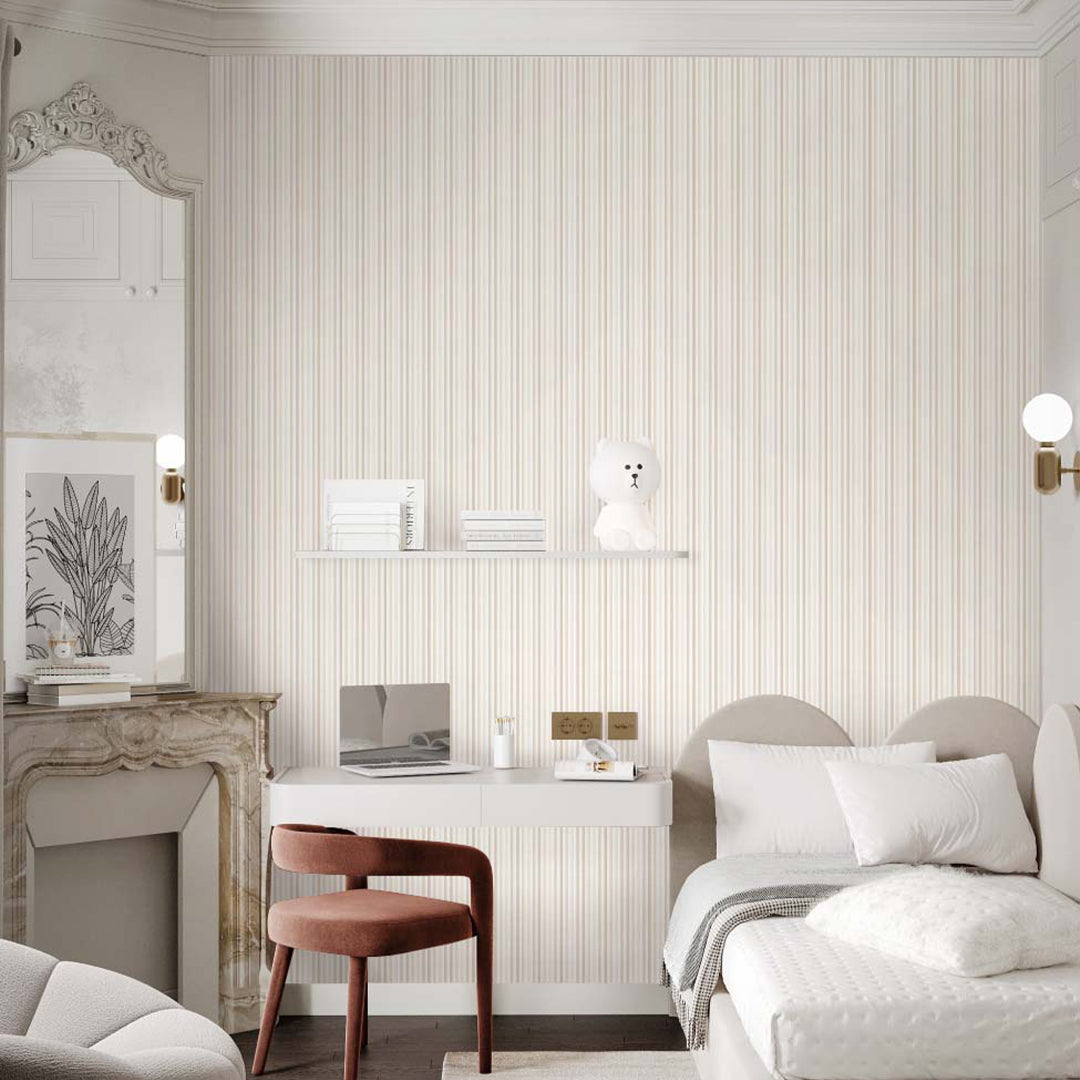 Pastel Beige Stripes Wallpaper S003