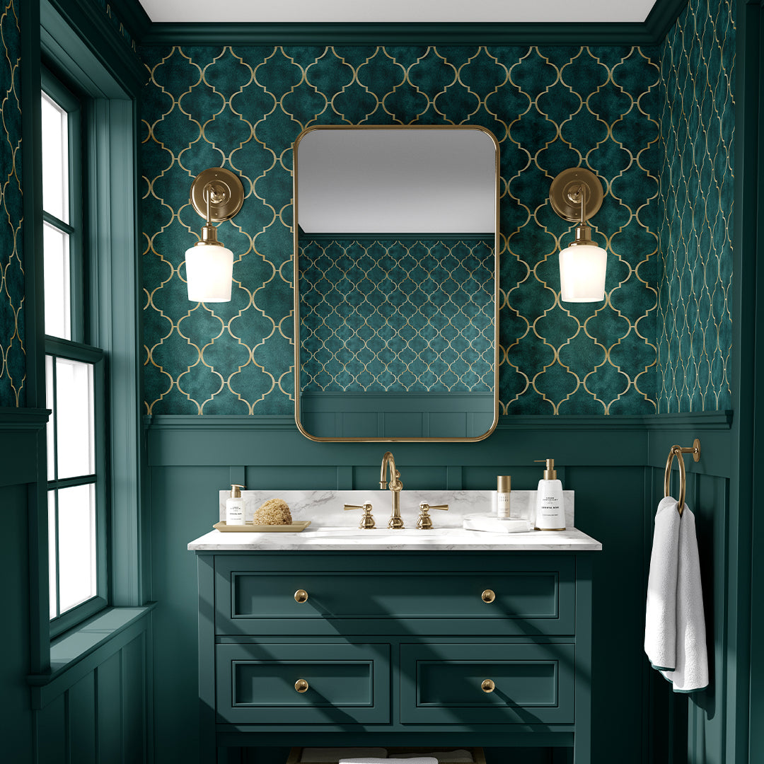 Emerald Green Art Deco Wallpaper CC331