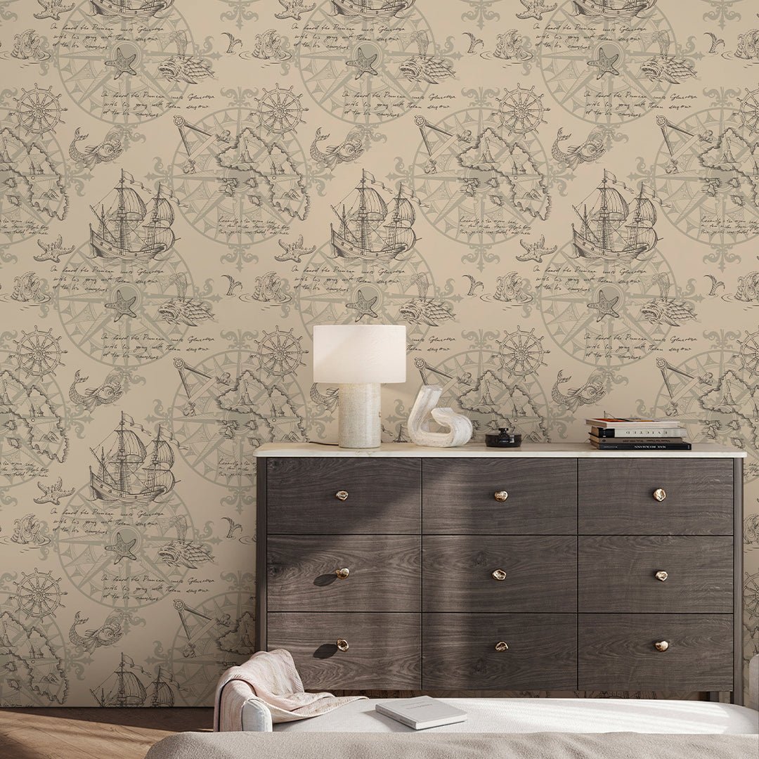 Vintage Nautical Map Wallpaper A091