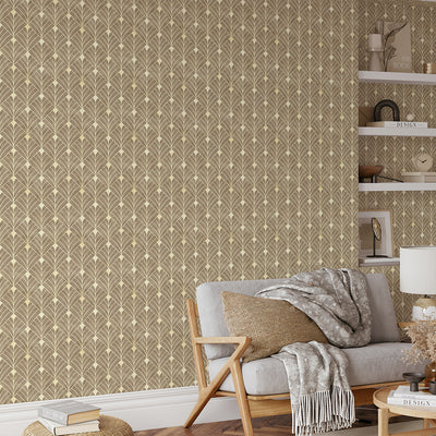 Light Brown Art Deco Wallpaper CC337